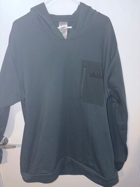 adidas Forest Green Hooded Pullover with Zip Chest Pocket